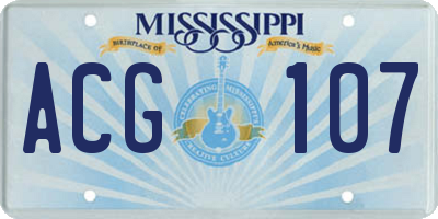 MS license plate ACG107