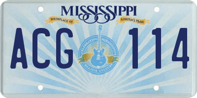 MS license plate ACG114