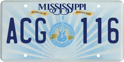 MS license plate ACG116