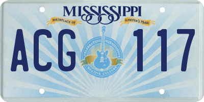 MS license plate ACG117