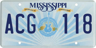 MS license plate ACG118