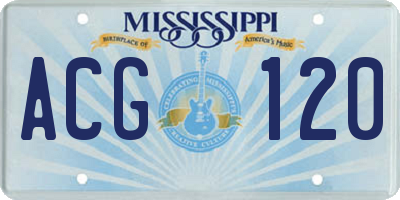 MS license plate ACG120