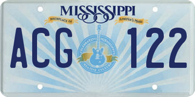 MS license plate ACG122