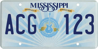 MS license plate ACG123