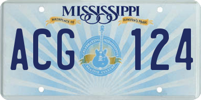 MS license plate ACG124