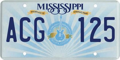MS license plate ACG125