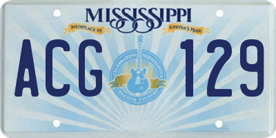 MS license plate ACG129