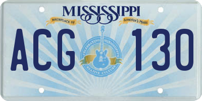 MS license plate ACG130