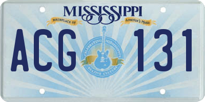 MS license plate ACG131