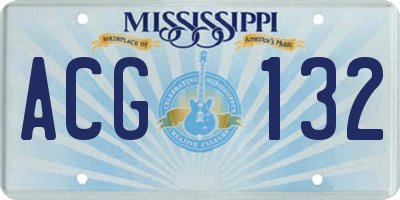 MS license plate ACG132