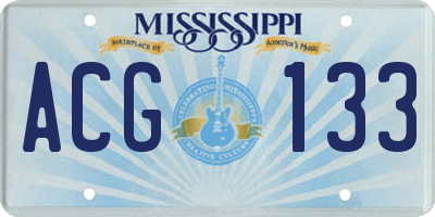 MS license plate ACG133