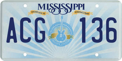 MS license plate ACG136