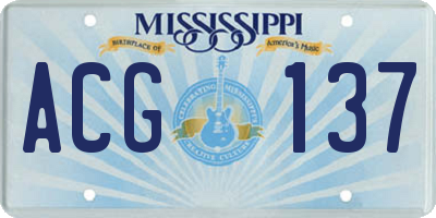 MS license plate ACG137