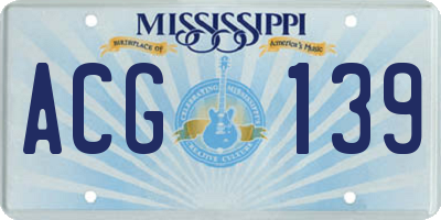MS license plate ACG139