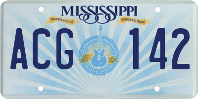 MS license plate ACG142