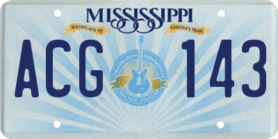 MS license plate ACG143
