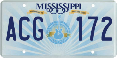 MS license plate ACG172