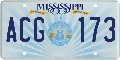 MS license plate ACG173