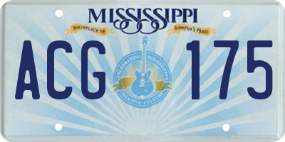 MS license plate ACG175