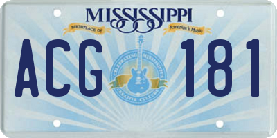MS license plate ACG181