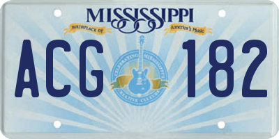 MS license plate ACG182