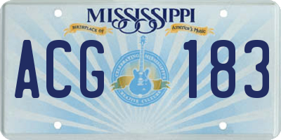 MS license plate ACG183