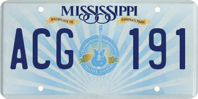 MS license plate ACG191