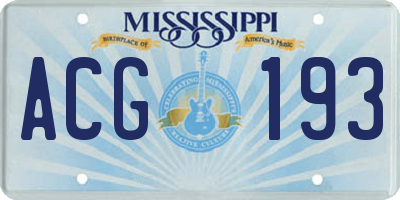 MS license plate ACG193
