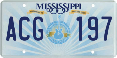 MS license plate ACG197