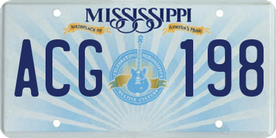 MS license plate ACG198