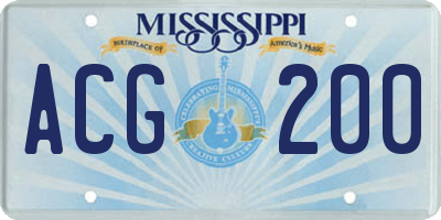 MS license plate ACG200