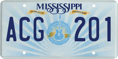 MS license plate ACG201