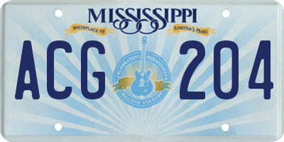 MS license plate ACG204