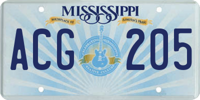 MS license plate ACG205