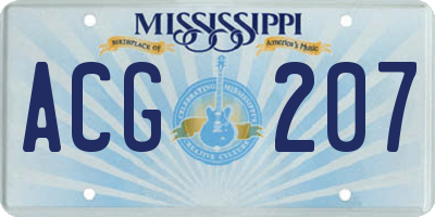 MS license plate ACG207
