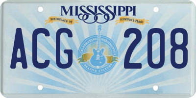 MS license plate ACG208
