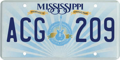 MS license plate ACG209