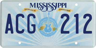 MS license plate ACG212