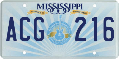 MS license plate ACG216