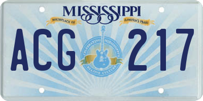 MS license plate ACG217