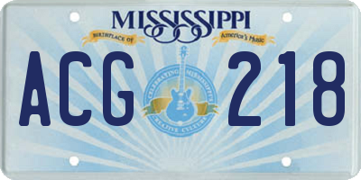 MS license plate ACG218