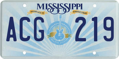 MS license plate ACG219