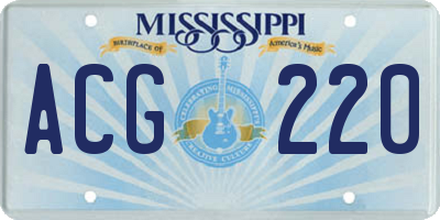 MS license plate ACG220