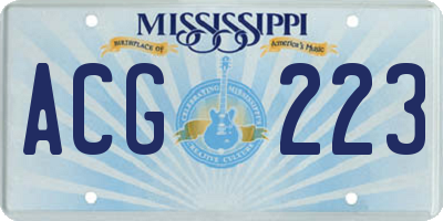 MS license plate ACG223