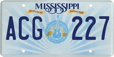 MS license plate ACG227