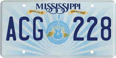 MS license plate ACG228