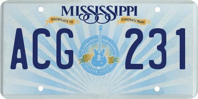 MS license plate ACG231