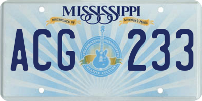 MS license plate ACG233