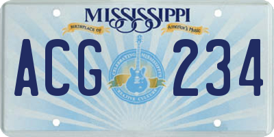 MS license plate ACG234