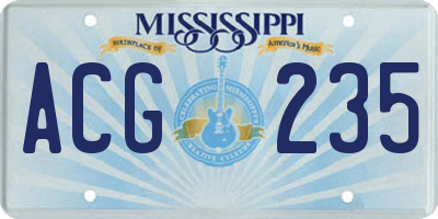 MS license plate ACG235